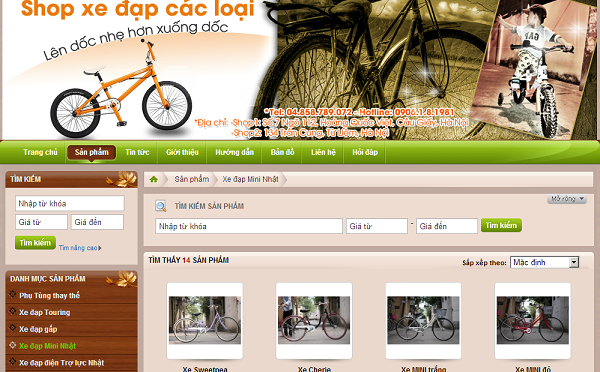 Thiết kế web bán xe đạp - Công Ty Cổ Phần Bizweb Việt Nam